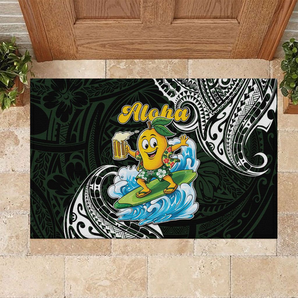 Aloha Hawaii Mango Surfing Rubber Doormat Polynesian Style LT05 Black - Polynesian Pride