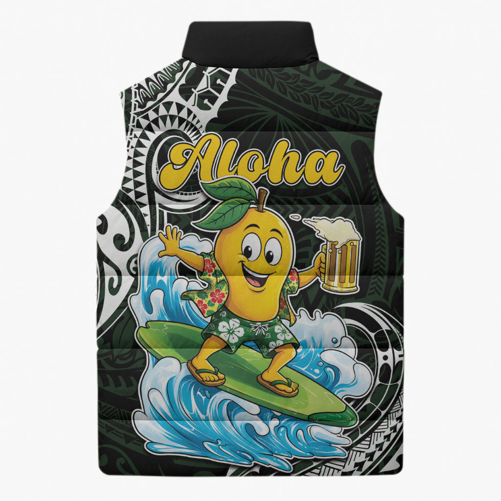 Aloha Hawaii Mango Surfing Sleeveless Puffer Jacket Polynesian Style LT05 - Polynesian Pride