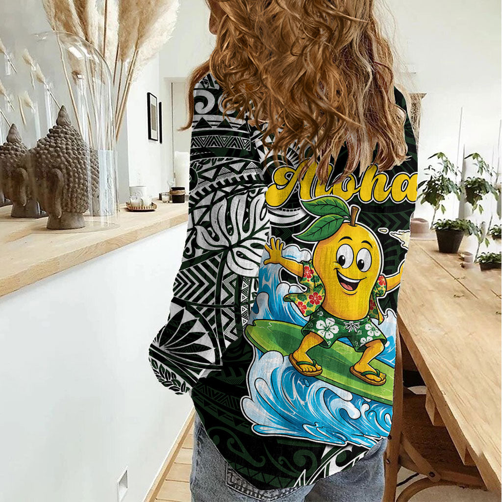 Aloha Hawaii Mango Surfing Women Casual Shirt Polynesian Style LT05 - Polynesian Pride