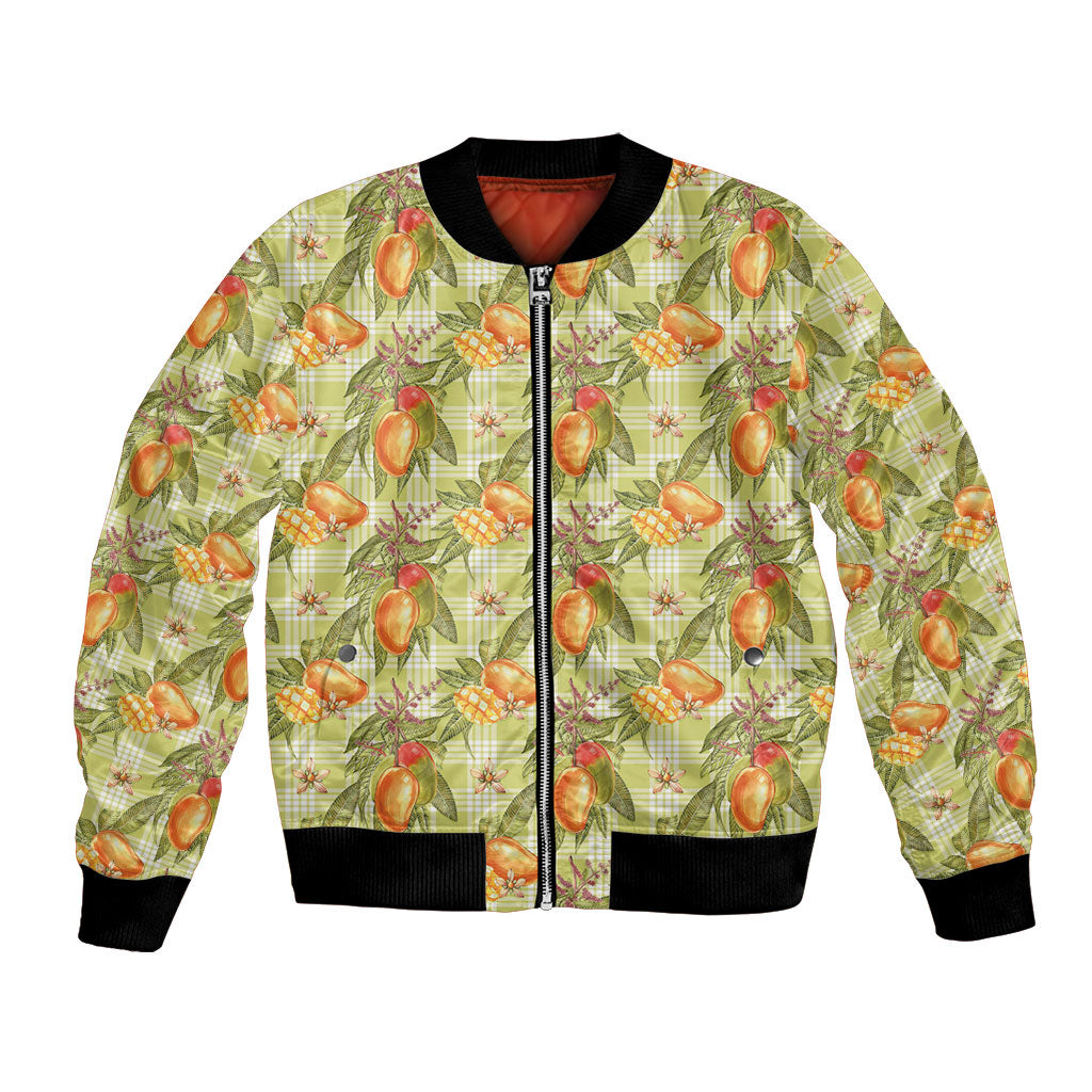 Vintage Hawaii Mango Bomber Jacket Yellow Green Hawaiian Palaka LT05 Unisex Green - Polynesian Pride