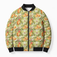 Vintage Hawaii Mango Bomber Puffer Jacket Yellow Green Hawaiian Palaka LT05 Unisex Green - Polynesian Pride