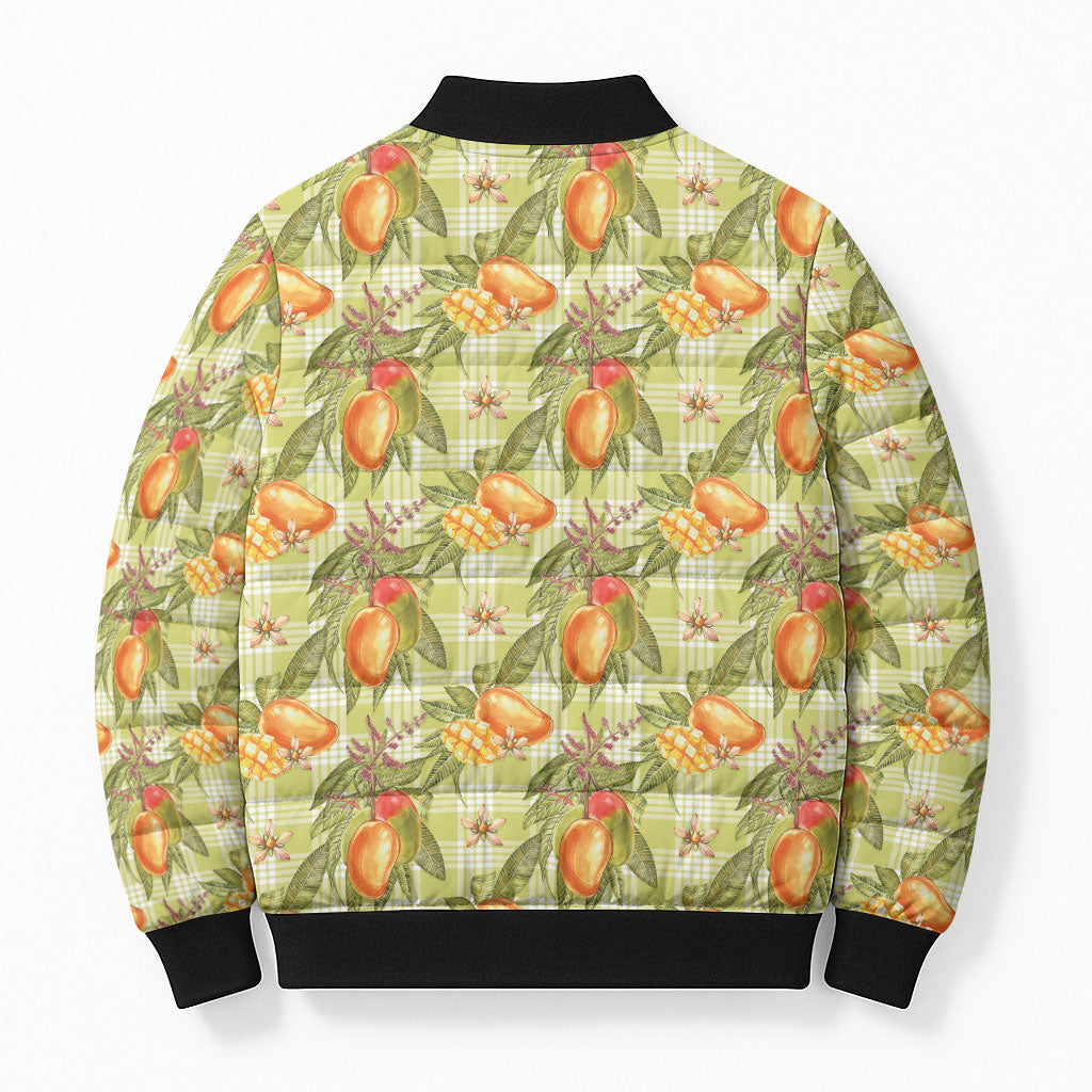 Vintage Hawaii Mango Bomber Puffer Jacket Yellow Green Hawaiian Palaka LT05 - Polynesian Pride