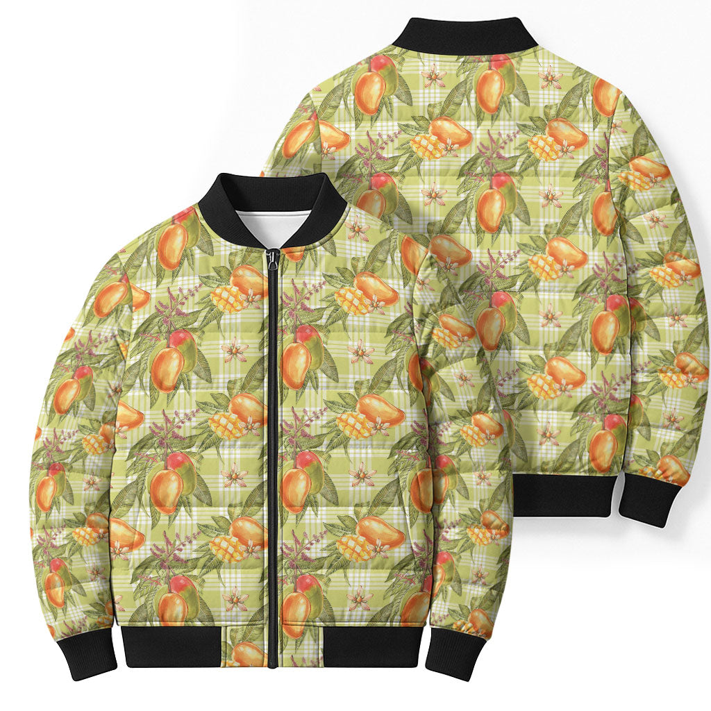 Vintage Hawaii Mango Bomber Puffer Jacket Yellow Green Hawaiian Palaka LT05 - Polynesian Pride
