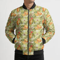Vintage Hawaii Mango Bomber Puffer Jacket Yellow Green Hawaiian Palaka LT05 - Polynesian Pride