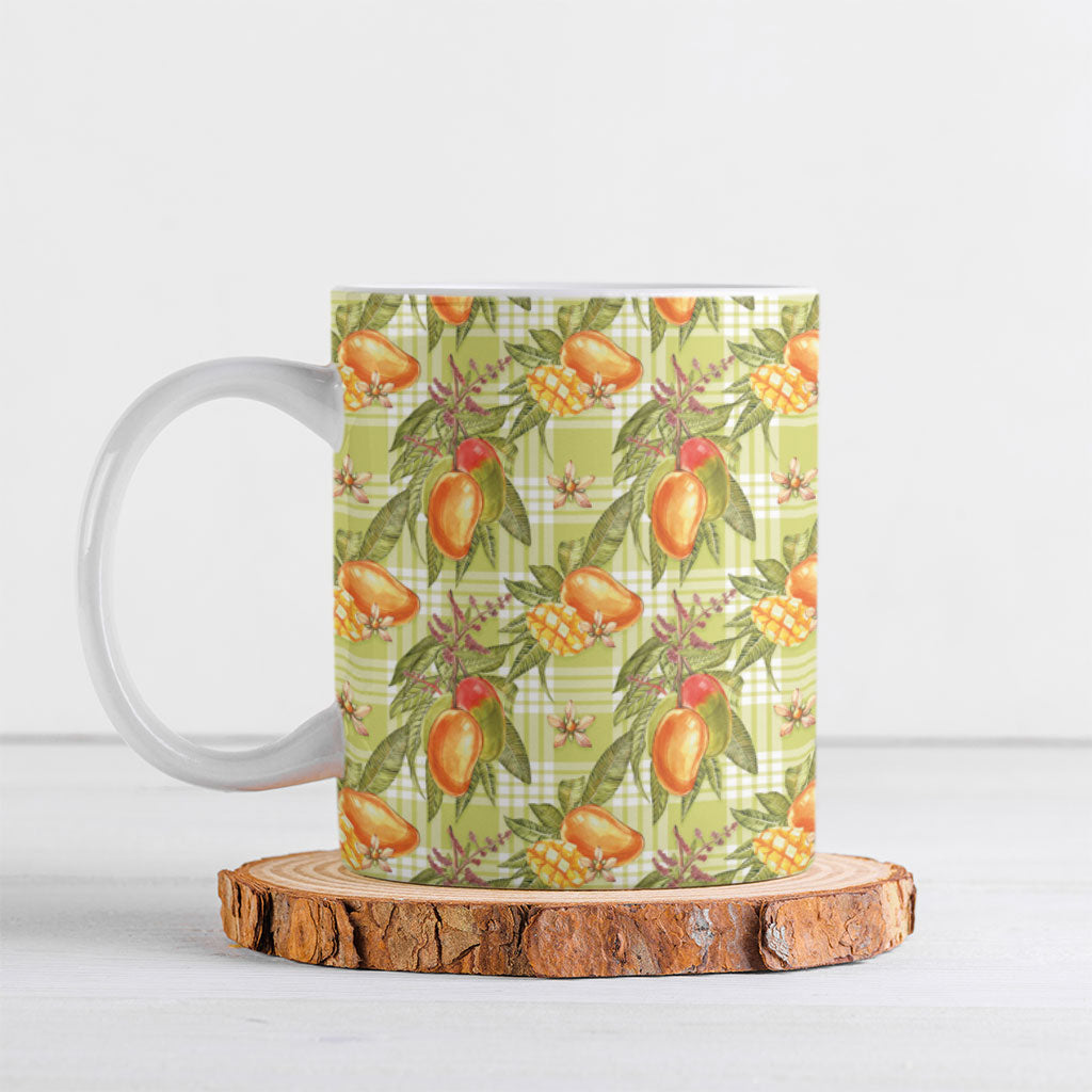 Vintage Hawaii Mango Ceramic Mug Yellow Green Hawaiian Palaka LT05 Green - Polynesian Pride