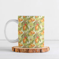 Vintage Hawaii Mango Ceramic Mug Yellow Green Hawaiian Palaka LT05 Green - Polynesian Pride