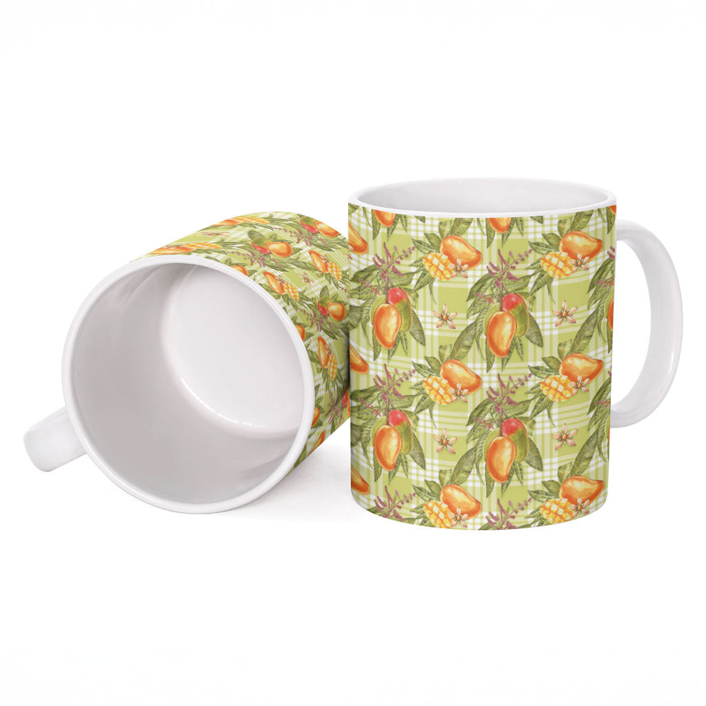 Vintage Hawaii Mango Ceramic Mug Yellow Green Hawaiian Palaka LT05 - Polynesian Pride