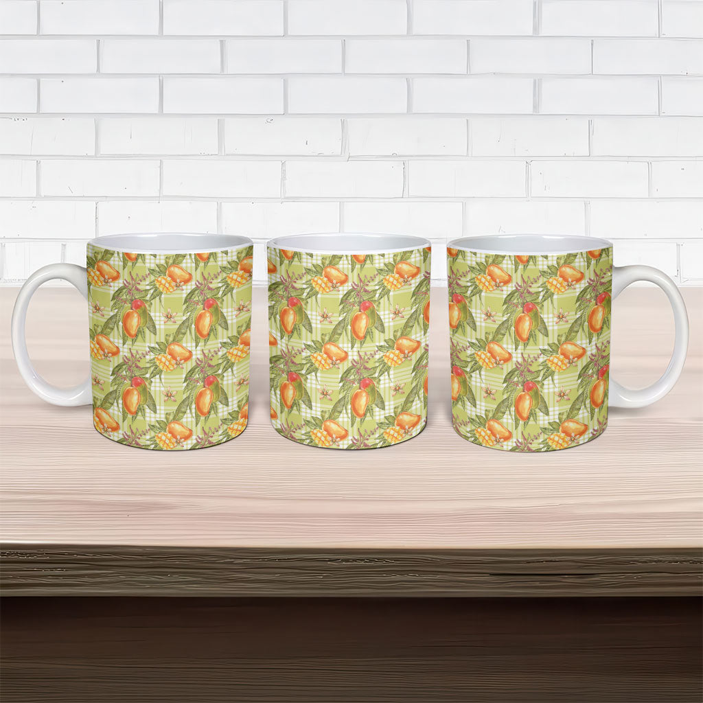 Vintage Hawaii Mango Ceramic Mug Yellow Green Hawaiian Palaka LT05 - Polynesian Pride