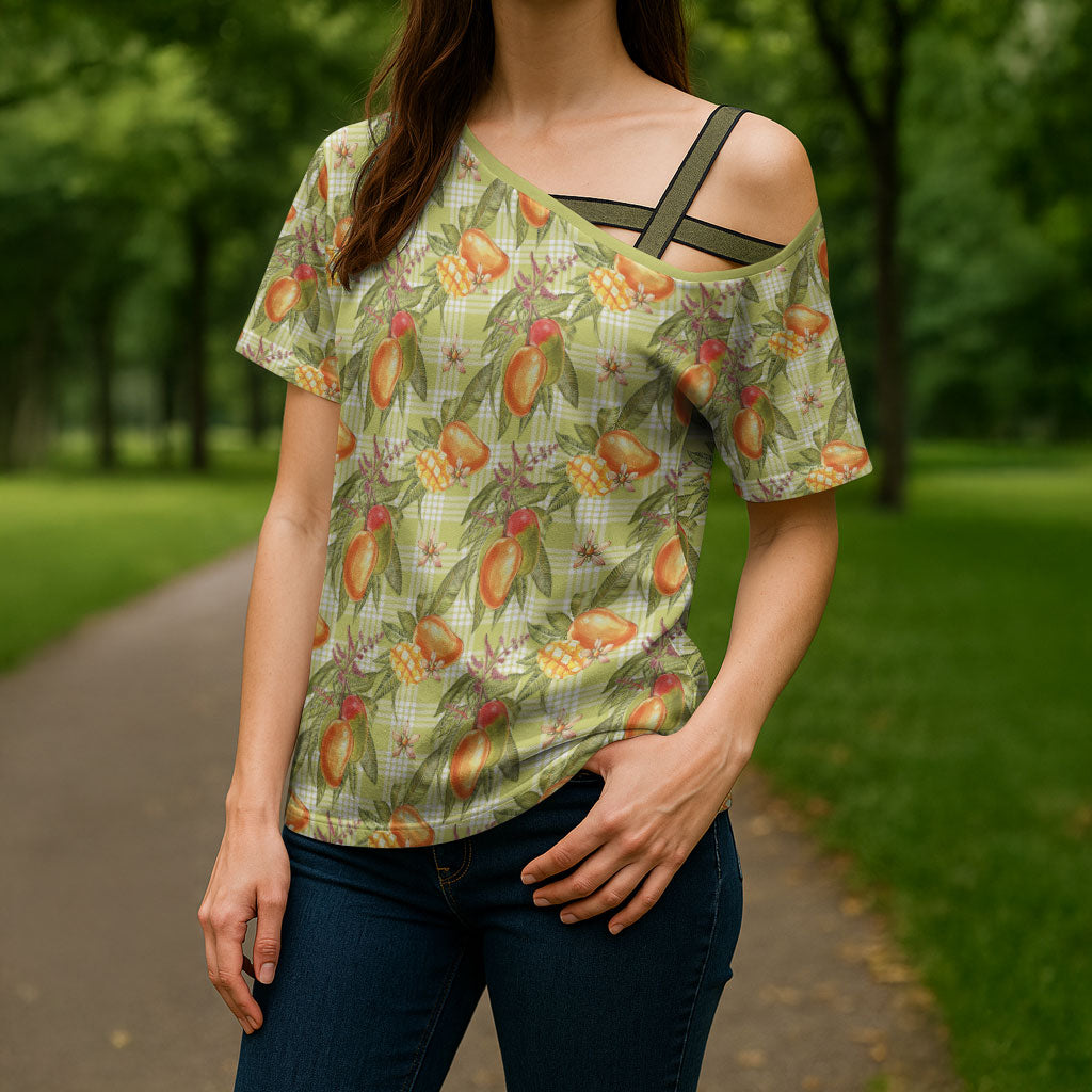 Vintage Hawaii Mango Cross Shoulder Shirt Yellow Green Hawaiian Palaka LT05 - Polynesian Pride