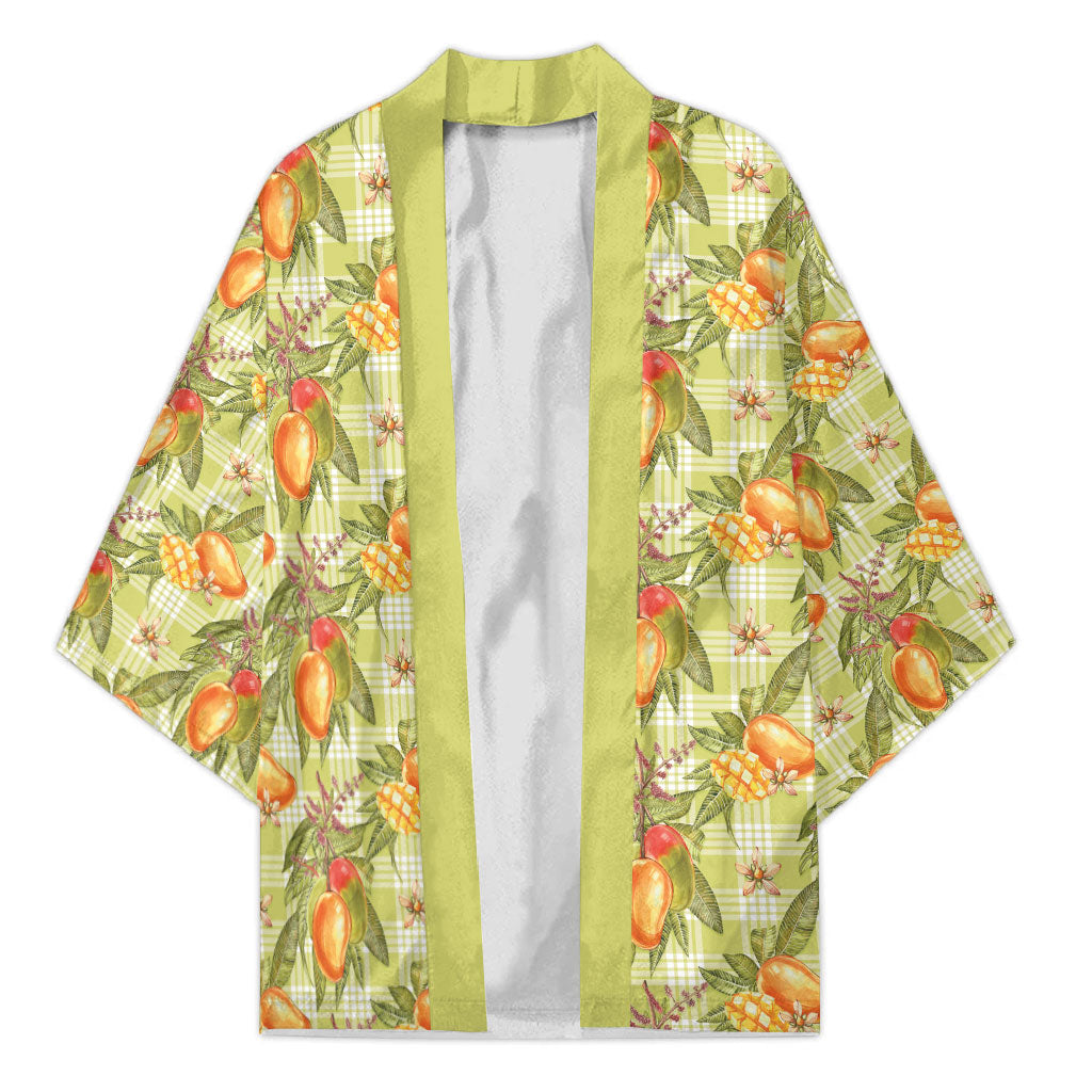 Vintage Hawaii Mango Kimono Yellow Green Hawaiian Palaka LT05 Unisex Green - Polynesian Pride