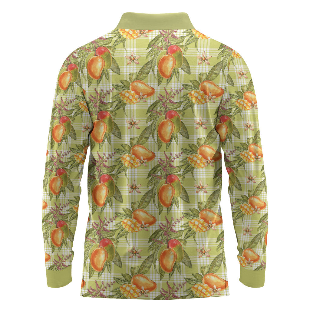 Vintage Hawaii Mango Long Sleeve Polo Shirt Yellow Green Hawaiian Palaka LT05 - Polynesian Pride