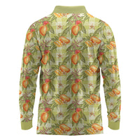 Vintage Hawaii Mango Long Sleeve Polo Shirt Yellow Green Hawaiian Palaka LT05 - Polynesian Pride