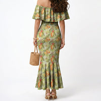 Vintage Hawaii Mango Mermaid Dress Yellow Green Hawaiian Palaka LT05 - Polynesian Pride