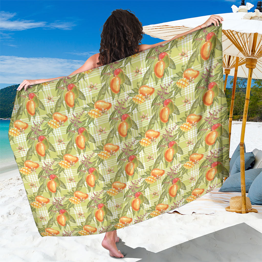 Vintage Hawaii Mango Sarong Yellow Green Hawaiian Palaka LT05 One Size 44 x 66 inches Green - Polynesian Pride