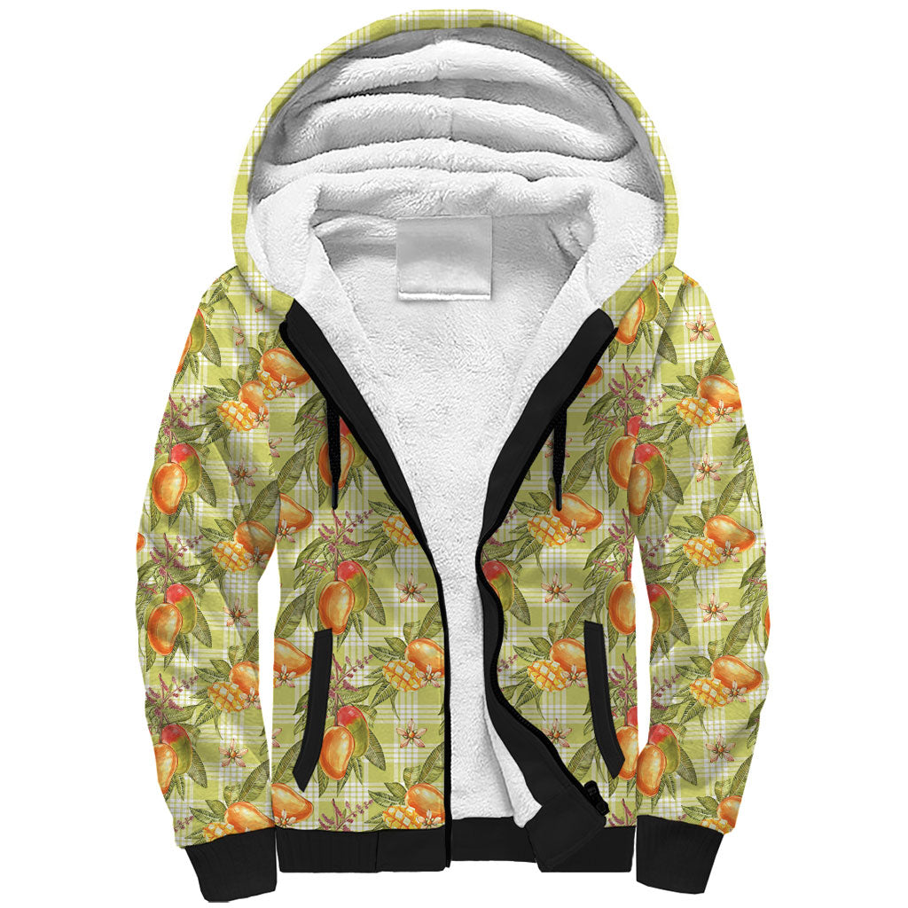 Vintage Hawaii Mango Sherpa Hoodie Yellow Green Hawaiian Palaka LT05 Unisex Green - Polynesian Pride