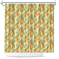 Vintage Hawaii Mango Shower Curtain Yellow Green Hawaiian Palaka LT05 Green - Polynesian Pride