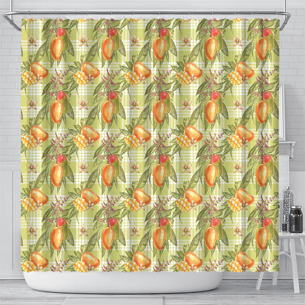 Vintage Hawaii Mango Shower Curtain Yellow Green Hawaiian Palaka LT05 - Polynesian Pride