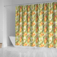 Vintage Hawaii Mango Shower Curtain Yellow Green Hawaiian Palaka LT05 - Polynesian Pride