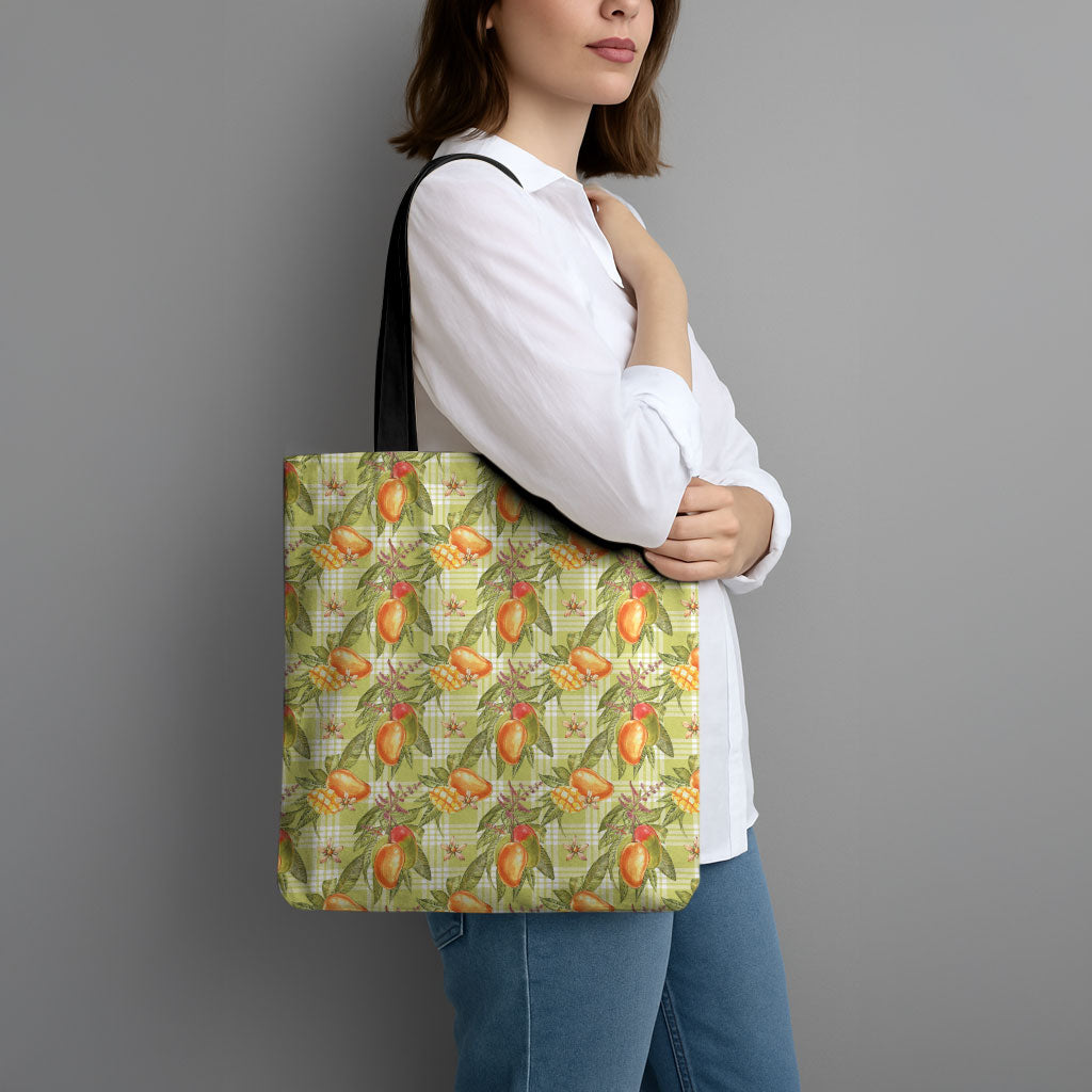 Vintage Hawaii Mango Tote Bag Yellow Green Hawaiian Palaka LT05 - Polynesian Pride
