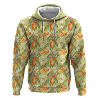 Vintage Hawaii Mango Zip Hoodie Yellow Green Hawaiian Palaka LT05 Pullover Hoodie Green - Polynesian Pride