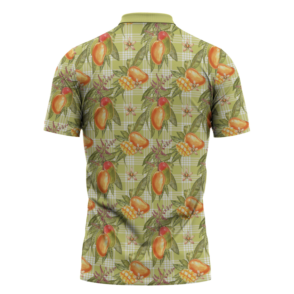 Vintage Hawaii Mango Zipper Polo Shirt Yellow Green Hawaiian Palaka LT05 - Polynesian Pride
