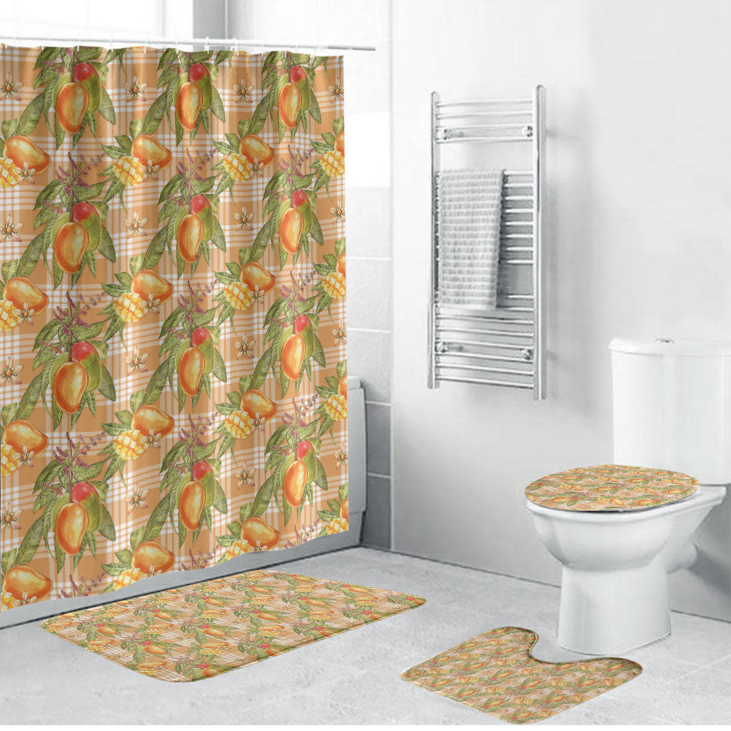 Vintage Hawaii Mango Bathroom Set Coral Hawaiian Palaka LT05 Bathroom Set (4 pcs) Orange - Polynesian Pride
