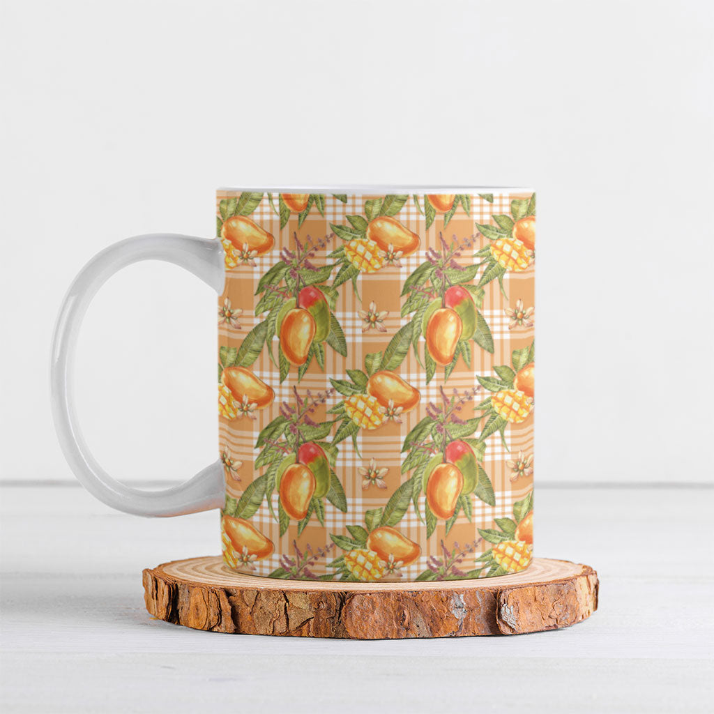 Vintage Hawaii Mango Ceramic Mug Coral Hawaiian Palaka LT05 Orange - Polynesian Pride