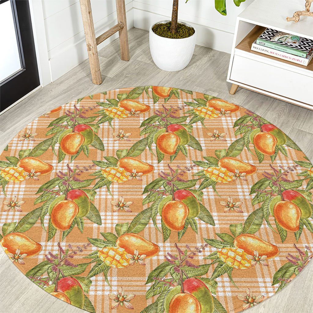 Vintage Hawaii Mango Round Carpet Coral Hawaiian Palaka LT05 Orange - Polynesian Pride