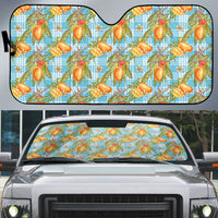 Vintage Hawaii Mango Auto Sun Shade Blue Hawaiian Palaka LT05 Blue - Polynesian Pride