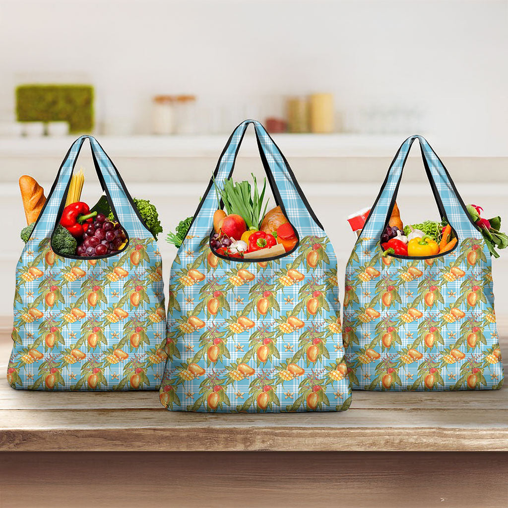 Vintage Hawaii Mango Grocery Bag Blue Hawaiian Palaka LT05 3-pack One Size Blue - Polynesian Pride