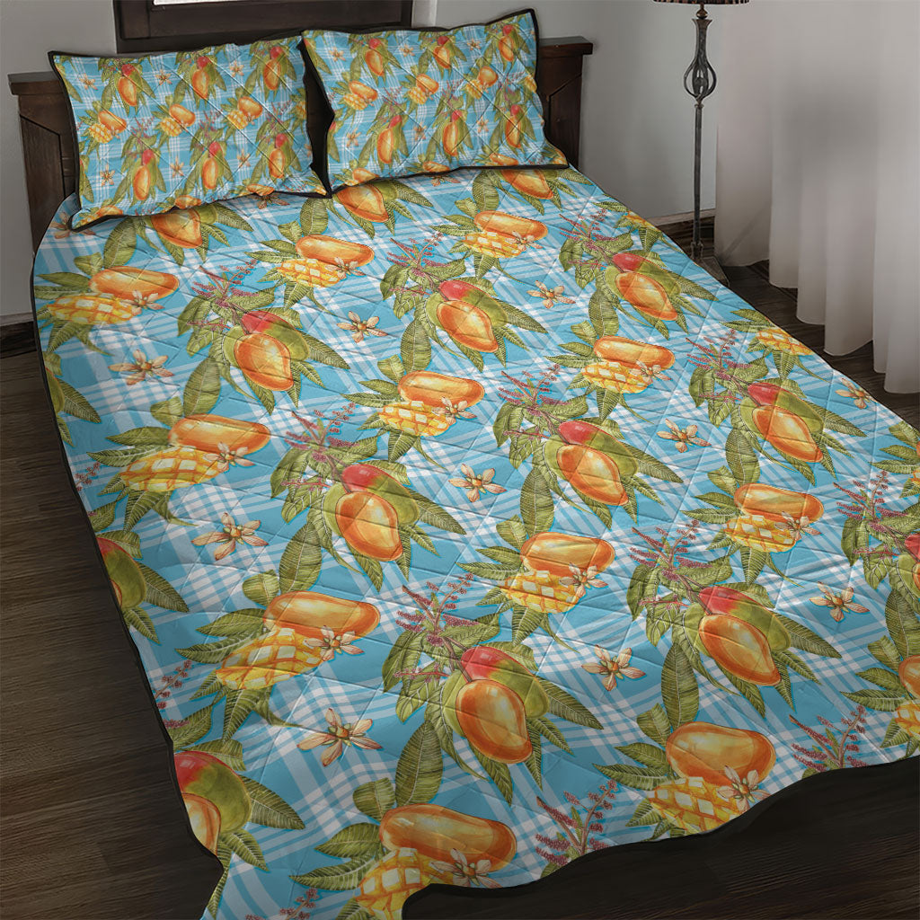 Vintage Hawaii Mango Quilt Bed Set Blue Hawaiian Palaka LT05 Blue - Polynesian Pride