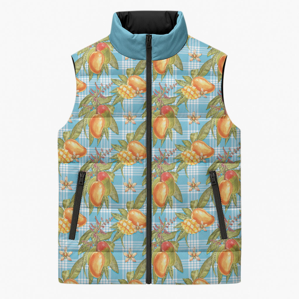 Vintage Hawaii Mango Sleeveless Puffer Jacket Blue Hawaiian Palaka LT05 Unisex Blue - Polynesian Pride