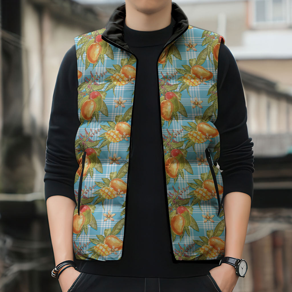 Vintage Hawaii Mango Sleeveless Puffer Jacket Blue Hawaiian Palaka LT05 - Polynesian Pride