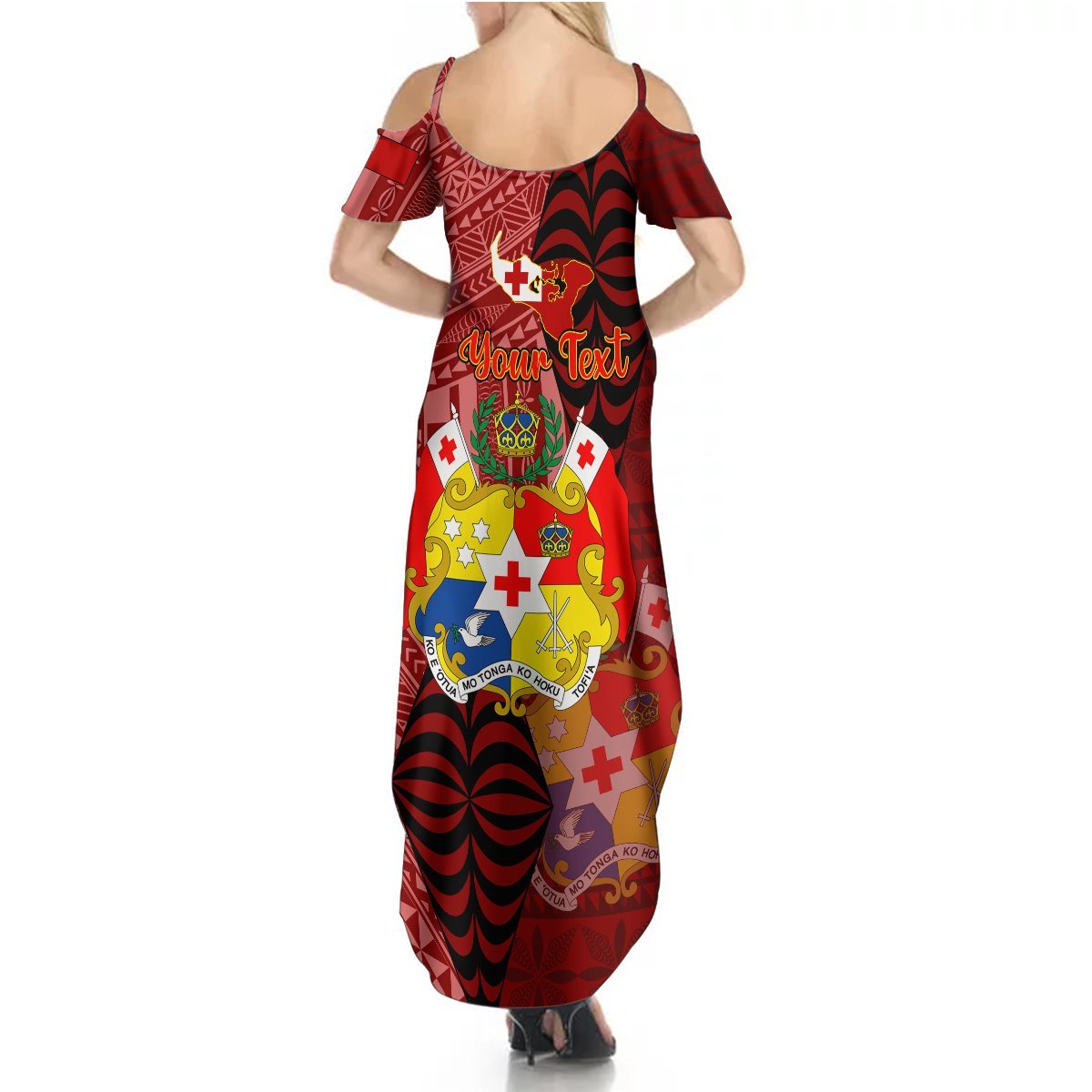 Personalized Tonga Summer Maxi Dress Coat Of Arms Tongatapu With Ngatu Pattern LT05 - Polynesian Pride