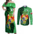 Personalized Tonga Couples Matching Off Shoulder Maxi Dress and Long Sleeve Button Shirts Coat Of Arms Haapai With Ngatu Pattern LT05 Green - Polynesian Pride