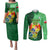 Personalized Tonga Couples Matching Puletasi Dress and Long Sleeve Button Shirts Coat Of Arms Haapai With Ngatu Pattern LT05 Green - Polynesian Pride