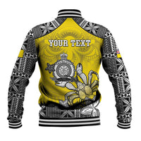 Personalised Happy Niue Constitution Day Baseball Jacket Niuean Crab Hiapo Pattern Yellow Version LT05 - Polynesian Pride
