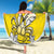 Happy Niue Constitution Day Beach Blanket Niuean Crab Hiapo Pattern Yellow Version