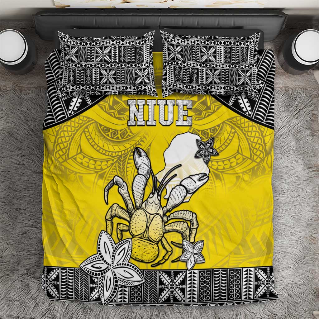 Happy Niue Constitution Day Bedding Set Niuean Crab Hiapo Pattern Yellow Version LT05 Yellow - Polynesian Pride