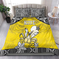 Happy Niue Constitution Day Bedding Set Niuean Crab Hiapo Pattern Yellow Version LT05 - Polynesian Pride