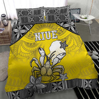 Happy Niue Constitution Day Bedding Set Niuean Crab Hiapo Pattern Yellow Version LT05 - Polynesian Pride