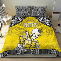 Happy Niue Constitution Day Bedding Set Niuean Crab Hiapo Pattern Yellow Version LT05 - Polynesian Pride