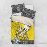 Happy Niue Constitution Day Bedding Set Niuean Crab Hiapo Pattern Yellow Version LT05 US Twin 172cm x 218cm Yellow - Polynesian Pride