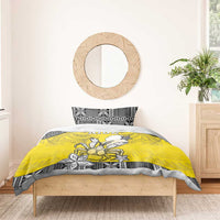 Happy Niue Constitution Day Bedding Set Niuean Crab Hiapo Pattern Yellow Version LT05 - Polynesian Pride