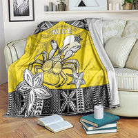 Happy Niue Constitution Day Blanket Niuean Crab Hiapo Pattern Yellow Version LT05 Yellow - Polynesian Pride