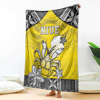 Happy Niue Constitution Day Blanket Niuean Crab Hiapo Pattern Yellow Version LT05 - Polynesian Pride