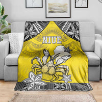 Happy Niue Constitution Day Blanket Niuean Crab Hiapo Pattern Yellow Version LT05 - Polynesian Pride