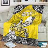 Happy Niue Constitution Day Blanket Niuean Crab Hiapo Pattern Yellow Version LT05 - Polynesian Pride