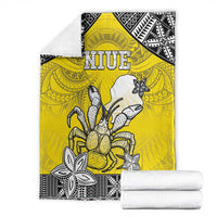 Happy Niue Constitution Day Blanket Niuean Crab Hiapo Pattern Yellow Version LT05 - Polynesian Pride