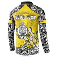 Personalised Happy Niue Constitution Day Button Sweatshirt Niuean Crab Hiapo Pattern Yellow Version LT05 - Polynesian Pride